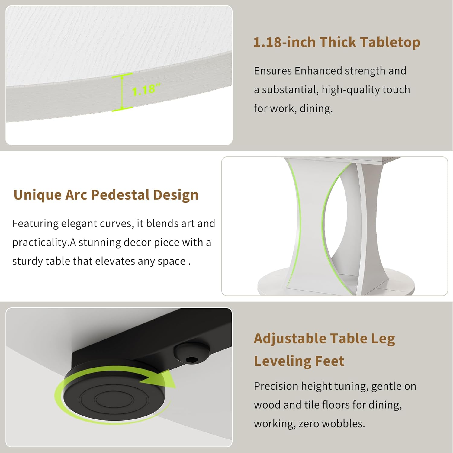 iPormis 43"-59" Extendable Dining Table, Round Kitchen Table with Modern Arcs Pedestal, Oval Dinner Table with Removable Leaves,Hidden Storage, for Kitchen, Dining Room, Living Room, Office, White