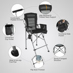 Extra Tall Folding Chairs for Adults 330lbs, Portable Bar Height Foldable Director Chairs for Camping Outside, Comfortable with Makeup Pocket, High Back and Footrest, Black