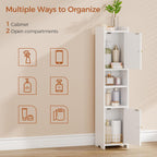 ANWBROAD Slim Bathroom Storage Cabinet Corner Narrow Cabinet with 2 Doors and Adjustable Shelf Freestanding Small Bathroom Organizers and Storage for Small Spaces, Kitchen, Living Room White USBC011W