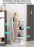 Commercial Metal Umbrella Holder Indoor Large-Capacity Umbrella Storage Shelf Umbrella Basket with Removable Drip Tray for Entryway Metal Entrance Umbrellas Organizer(Black)