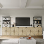 SICOTAS Sideboard Buffet Cabinet with Storage - Modern Farmhouse Credenza with Doors and Adjustable Shelves Fluted Kitchen Buffet Storage Cabinet Coffee Bar Cabinet for Kitchen, Dining Room, Entryway
