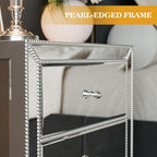 IKIFLY Mirrored Nightstand with 3 Drawers, Silver End Table with Crystal Handles, Modern Bedside Table for Living Room, Bedroom