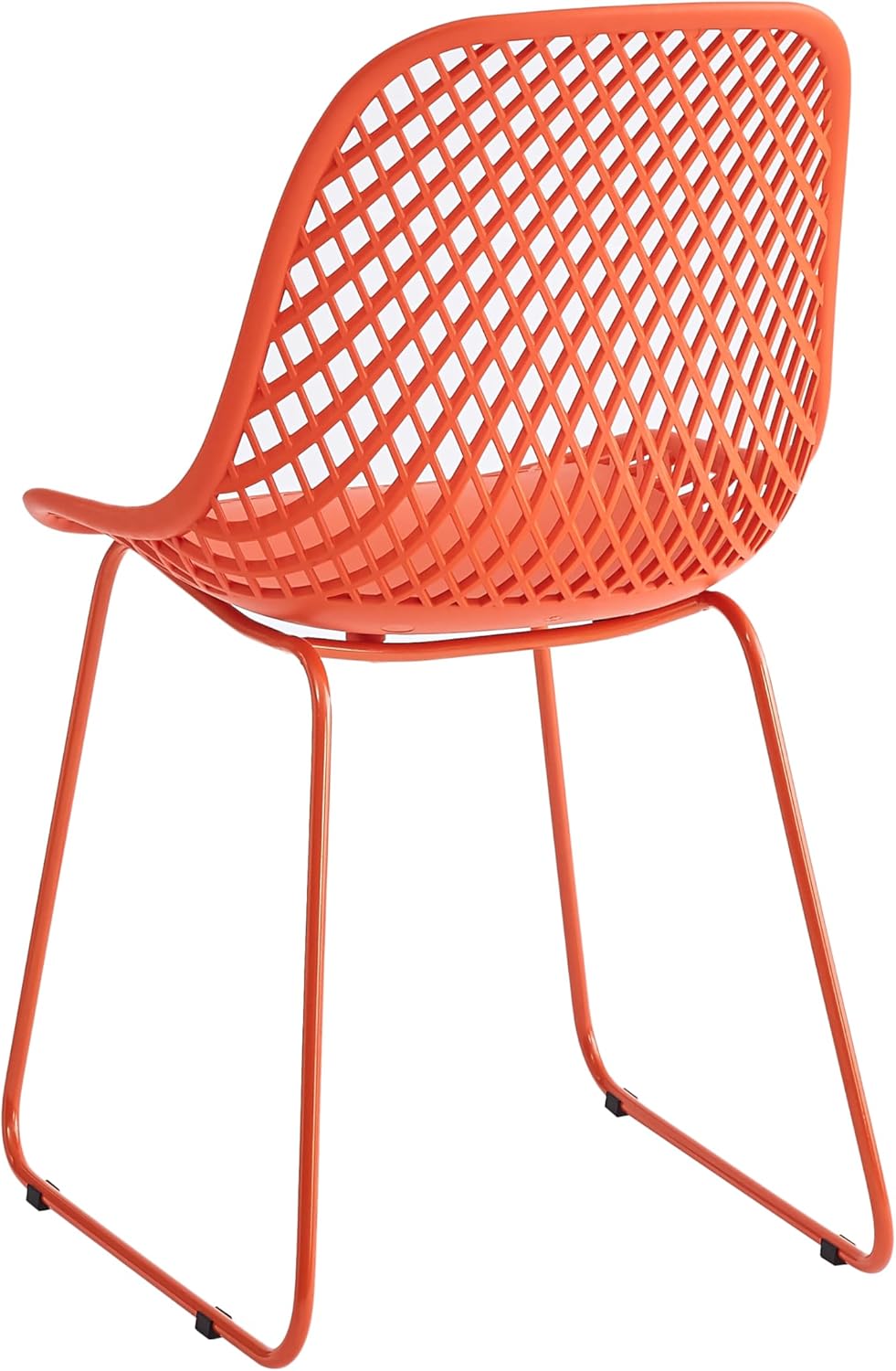 Modern Dining Chairs Set of 4, Stable Plastic Kitchen Chairs with Metal Sled Base for Dining Room (Blood Orange)