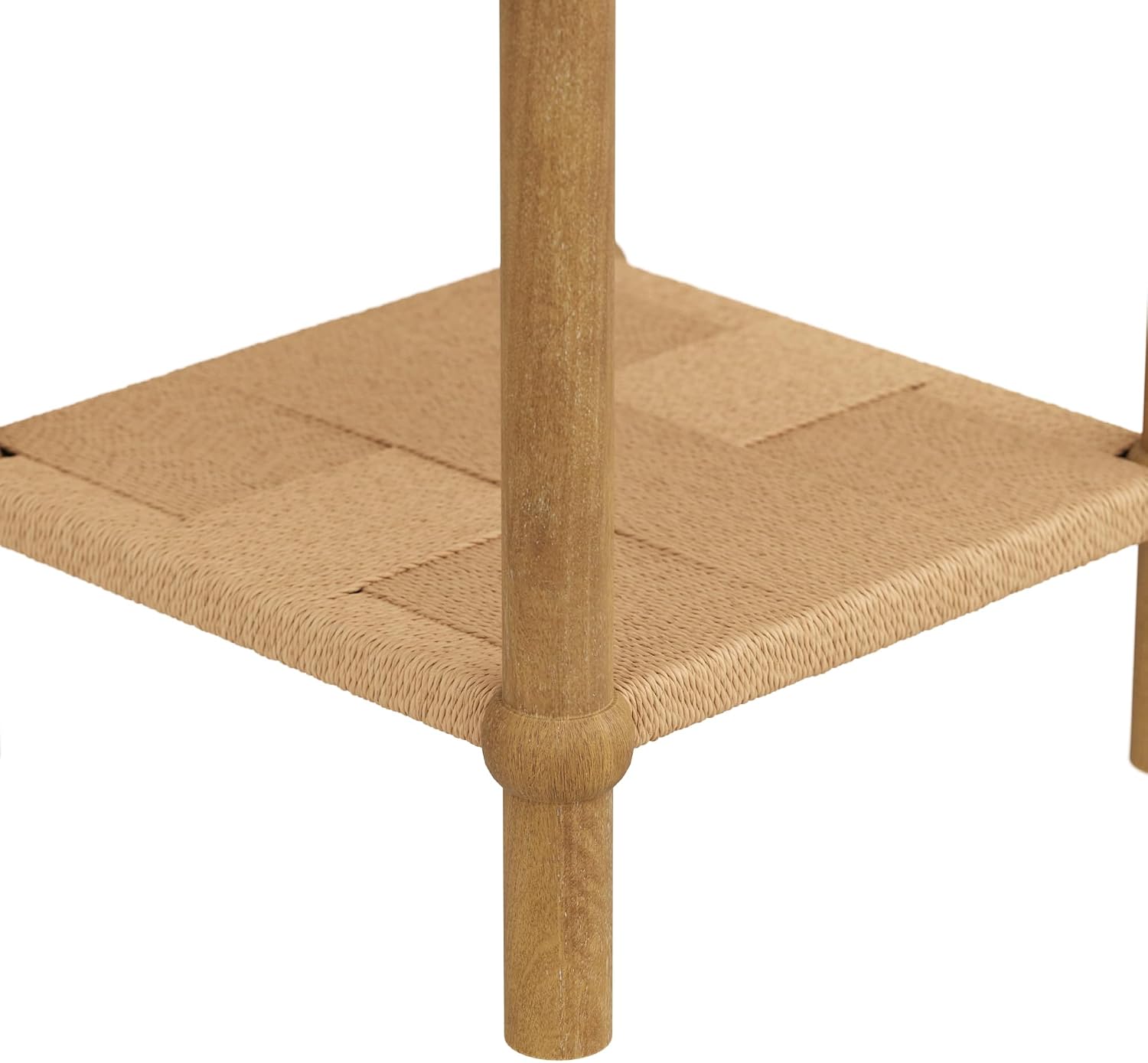 Nathan James River Modern Coastal Side Table with Solid Wood Legs and Seagrass Storage Shelf, Light Brown Set of 2