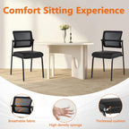 CLATINA Stackable Waiting Room Chair with Adjustable Mesh Backrest, Armless Office Guest Reception Chairs with Leather Cushion and Ergonomic Lumbar Support for Conference Lobby Side School, Black