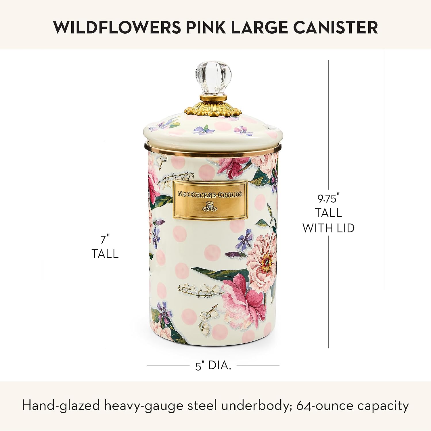 MACKENZIE-CHILDS Wildflowers Pink Large Canister