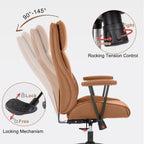 High Back Office Desk Chair,Ergonomic Reclining Office Chair,Modern Swivel Computer Chair,Conference Room Chairs,Brown Leather Chair with Lumbar Support,330lbs (Pure Brown)
