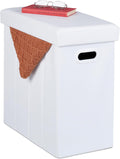 Relaxdays Stool with Storage Space, Imitation Leather, Upholstered, Foldable, Living Room, HWD: 49 x 48.5 x 27 cm, White, Fibreboard
