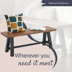 Adam 48-Inch Rustic Industrial Solid Wood Entryway Bench with Distressed Black Sawhorse Legs – Sturdy Accent Seating for Living Room, Mudroom, Dining Room, and Laundry Room by Alaterre Furniture