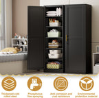 Tall Narrow Slim Metal Storage Cabinet with Lock and 5 Adjustable Shelves,Steel File Cabinets,Kitchen Pantry Cabinet Locker Organizer - 67" Storage Cabinets for Bathroom,Bedroom,Office,Black