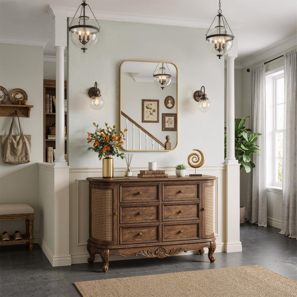 12x16 Inch Bathroom Mirrors for Over Sink, Brushed Gold Rectangle Mirror for Bathroom or Entryway, Wall Mounted Vanity Mirror with Aluminum Alloy Frame & Tempered Glass, Hangs Horizontally/Vertically
