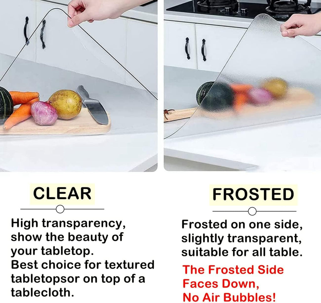 Clear Table Cover Protector 24 x 48 Inch, 1.5mm Thick Plastic Desk Protector Mat, Rectangular Waterproof PVC Placemats, Transparent Mat for Desktop, Dining Room Table, Office Writing Desk