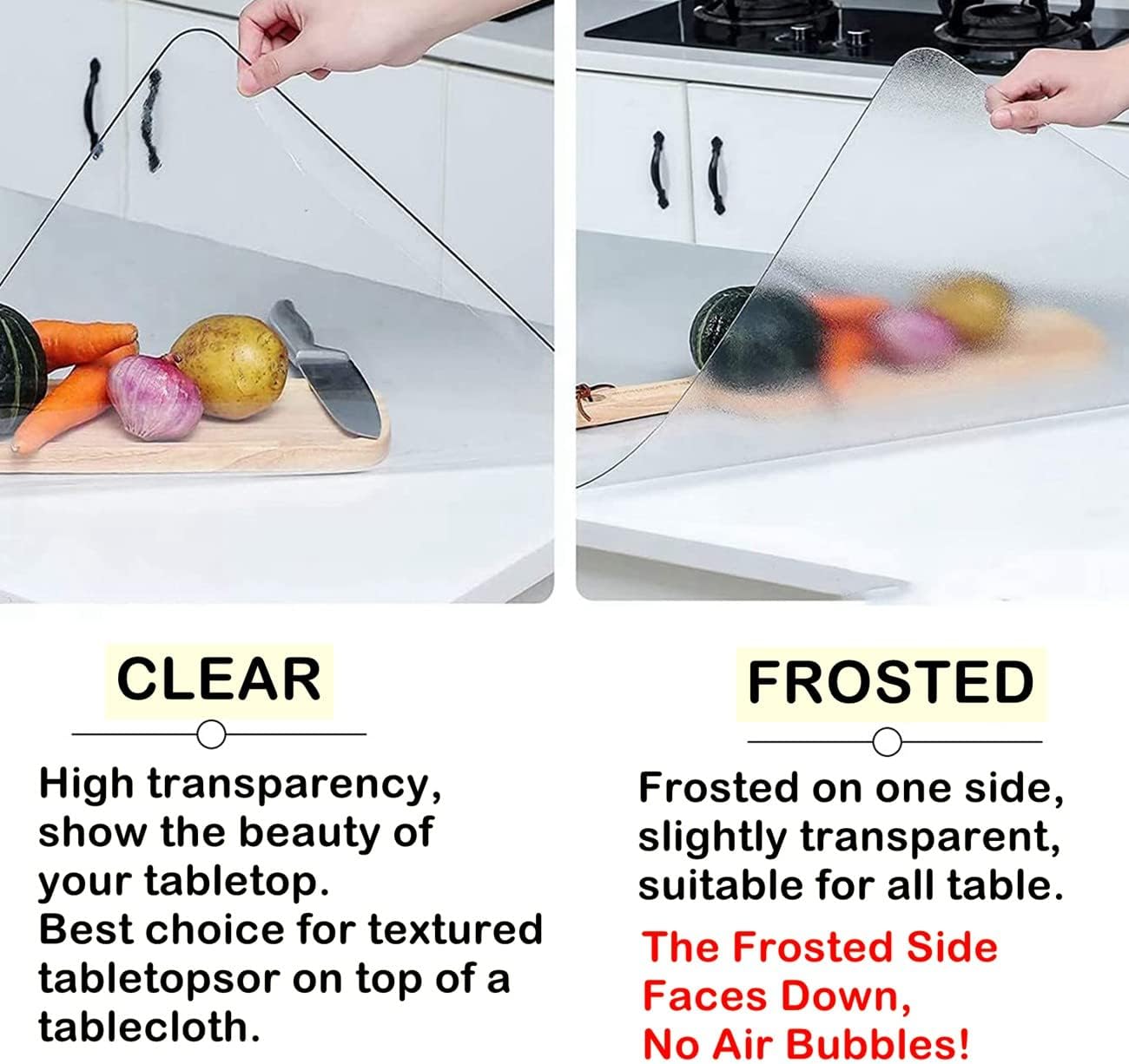 Clear Table Cover Protector 24 x 48 Inch, 1.5mm Thick Plastic Desk Protector Mat, Rectangular Waterproof PVC Placemats, Transparent Mat for Desktop, Dining Room Table, Office Writing Desk