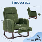 GarveeLife Nursery Rocking Chair,300lb Glider Chair with Solid Wood Legs/Two Side Pockets,Corduroy Upholstered Glider Rocker with Footrest High Backrest for Living Room/Bedroom/Nursery
