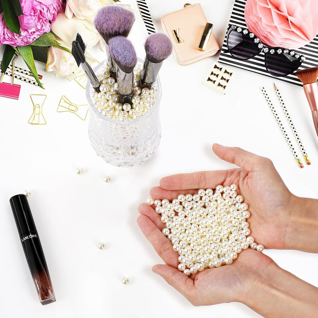 Okllen 2000 Pcs Art Faux Pearls, 8mm Undrilled Pearls, Ivory Polished Beads Loose Pearls for Crafts, Jewelry Making, Vase Fillers, Table Scatter, Wedding, Home Decoration, No Hole