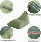Stuffed Animal Storage Bean Bag Chair Cover for Kids (No Filler), 250L Extra Large Premium Velvet Lazy Sofa Cover, Washable Ultra Soft Triangular Bean Bag Chair Cover(Green)