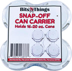 Reusable White Can Holder Carrier, Four Can, Pack of 20 | Snap Off Carrier For 12 oz & 16 oz Cans | Brewery Homebrewing Beverage Canning & Transport | 100% Recycled Plastic, USA Made | Bits N Things