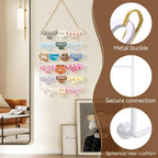 SNOWSTAR Hair Claw Clip Organizer,5-Tier Wall Hanging Hair Clip Holder and Storage for Women Girls,Claw Clip Hanger Home Decor for Wall,Door,Closet (White)