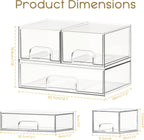 Criusia Stackable Storage Drawers, 3 Pack Clear Acrylic Makeup & Bathroom Organizer, Versatile Storage Bins for Vanity, Under Sink, Kitchen Cabinets & Pantry
