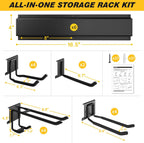99 Inches Garage Storage, UUP Garage Organization, Wall Mount Garden Tool Organizer, Max 1000lbs Adjustable Metal Hook, Yard Shed Hanging Utility Rack, Heavy Duty Shelving for Rake Broom Mop Snowboard