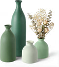 Dandat Green Ceramic Vase Set of 4, Modern Ceramic Vases Neutral Colors Farmhouse Table Centerpiece for Dried Flowers, Living Room, Kitchen, Bedroom
