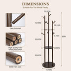 Wood Coat Rack Freestanding Rotary Coat tree with 3 Shelves and 9 Hooks | Heavy Duty Coat Rack Coat Hanger Stand for Entryway, Bedroom, Living Room – Holds Jackets, Coats, Hats, Bags (Walnut)