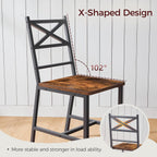MAHANCRIS Dining Chair Set of 4, Rustic Wooden Kitchen Chairs with Backrest, Farmhouse Dining Chairs for Kitchen, Industrial Style Chair with Metal Frame, Easy Assembly, Rustic Brown TBHR1001S4