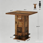 Tribesigns Square Bar Height Table, 39.4" H Counter Height Pub Table, High Top Kitchen Bar Table with Footrest, for Dining Room, Kitchen, Restaurant, Cafe, Pub, Dark Brown