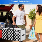 BETU 4 Pack Moving Bags Moving Storage College Dorm Camping Packing Travel PE Heavy Duty, Sturdy Handle, Zipper Large Storage Tote Bag Moving Boxes Box Alternative - White Plaid 29L x 15W x 15H