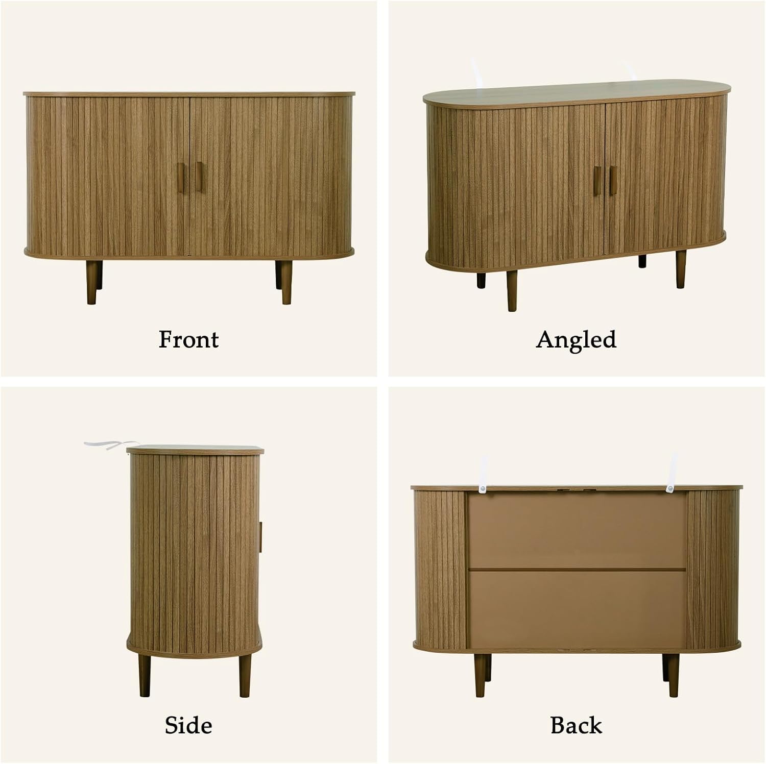Sideboard Buffet Cabinet,46.85" Fluted Sideboard Storage Cabinet with Fluted Sliding Door,Modern Stand Console Cabinet for Kitchen & Living Room,Restaurant,Entryway(Brown)