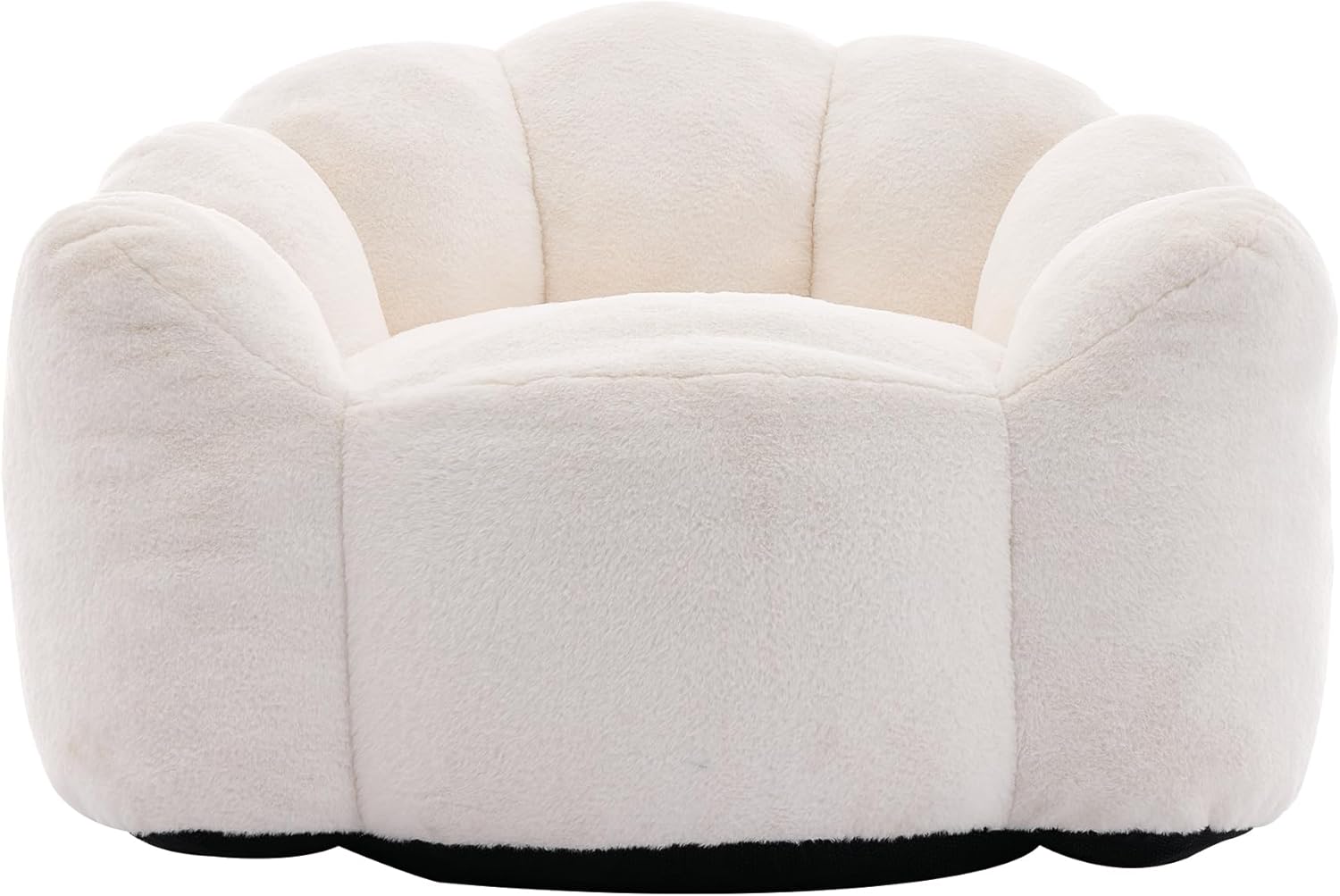 YITAI Large Bean Bag for Adults, Faux Fur Reading Sofa Chair with Petal Backrest,Fluffy Comfy Chair for Bedroom, Living Room, Study, Game 1PC Beige