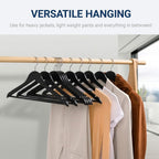 Amber Home Solid Wood Suit Coat Hangers 30 Pack, Smooth Black Finish Wooden Dress Hangers with Non Slip Pant Bar, Clothes Hangers with 360 Swivel Hook & Notches for Jacket, Pant, Shirt (Black, 30)