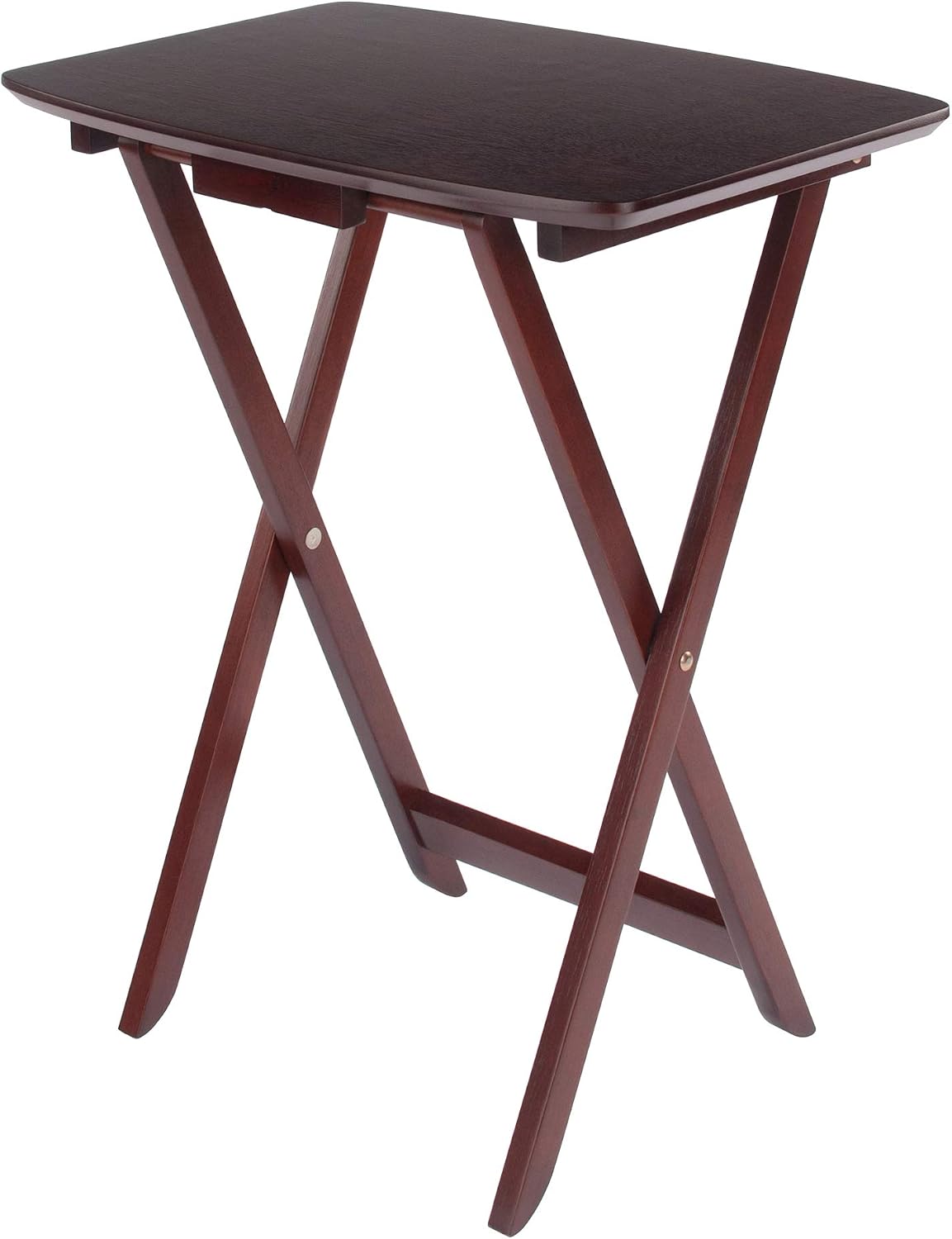 Winsome Darlene Set of 2 Foldable Snack Tables, 26" in Walnut, Easy to Store Portable Fold Up Table Set for Kitchen, Living Room TV Dining, Crafts, Puzzles, Work From Home