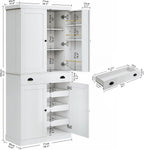 IRONCK Kitchen Pantry Cabinet 72" Height, Freestanding Cupboard with Drawer, Sliding Storage Rack, and 6 Hanging Shelves for Dining Room, Laundry, White