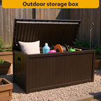 Large Lockable Waterproof Outdoor Storage Bench, Patio Storage Box Container for Furniture Cushions, Garden Pool Yard Tools Organization