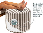 Jaxx Spring Indoor/Outdoor Bean Bag Pouf Ottoman, Taupe Stripes