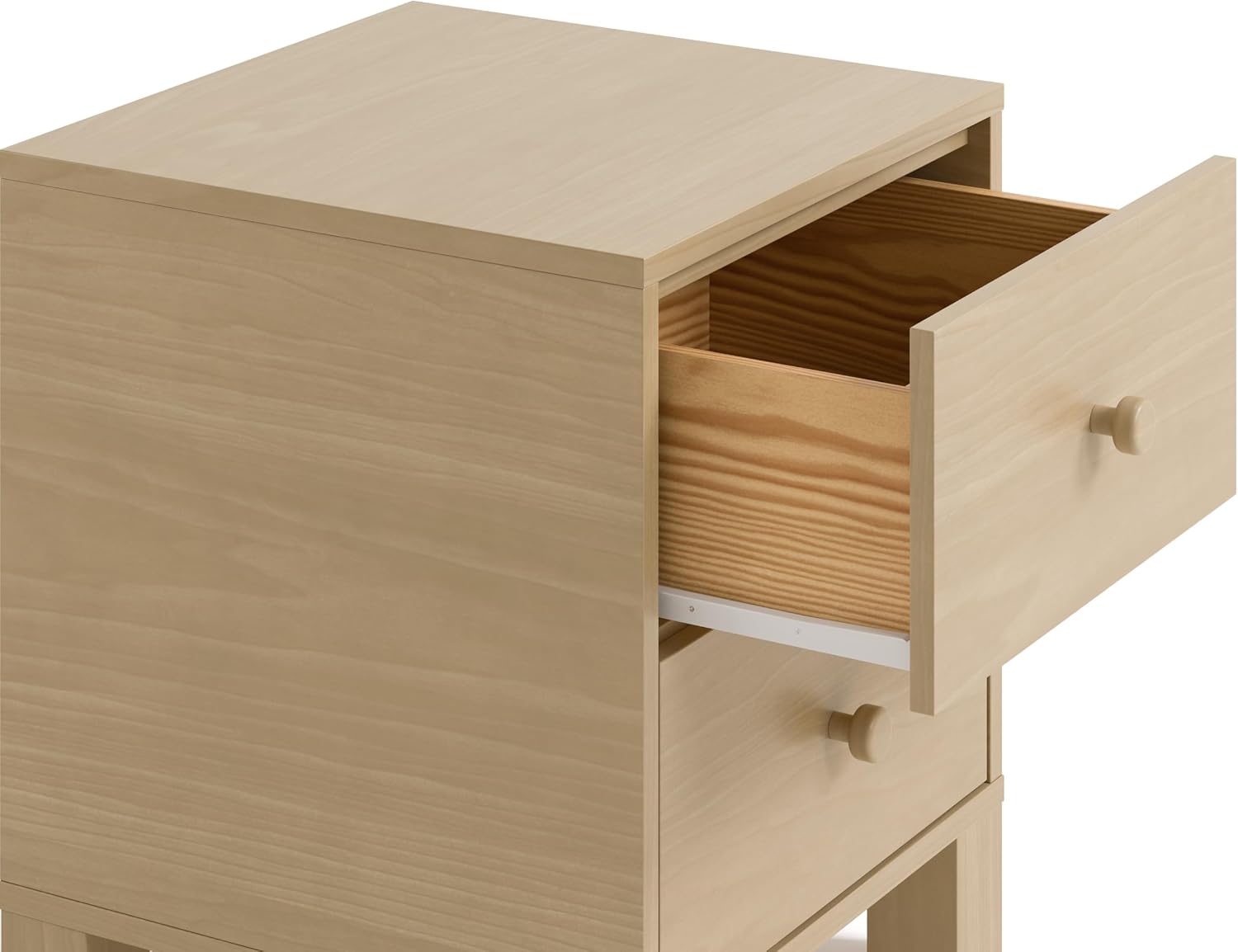 Storkcraft California 2-Drawer Nightstand, Driftwood | GREENGUARD Gold Certified Nightstand for Kids Bedroom, Premium Wood Storage with Elegant, Iconic Block Feet