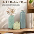 TBWIND Ceramic Vases Set of 3, Neutral Rustic Flower Vases with Handle for Modern Farmhouse Home Decor, Small Decorative Vases for Table Bookshelf Mantel Kitchen Living Room Bedroom - Morandi