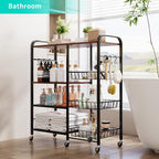 HapiRm Rolling Kitchen Microwave Cart - 4 Tier Microwave Table Stand with Pull-Out Baskets, Coffee Bar Baker's Rack with Wheels Rolling Storage Cart Organizer Shelf for Living Room Office, Balcony