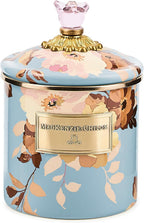MACKENZIE-CHILDS Enamel Canister, Kitchen Storage Container with Lid, Small, 38-Ounce Capacity, Wild Rose Slate