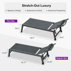 PURPLE LEAF Outdoor Oversized Lounge Chair Set of 3 Pool Lounger Patio Chaise Aluminum Frame with Side Table and Wheels for Outside Sunbathing Tanning Recliner Including Pillows Gray