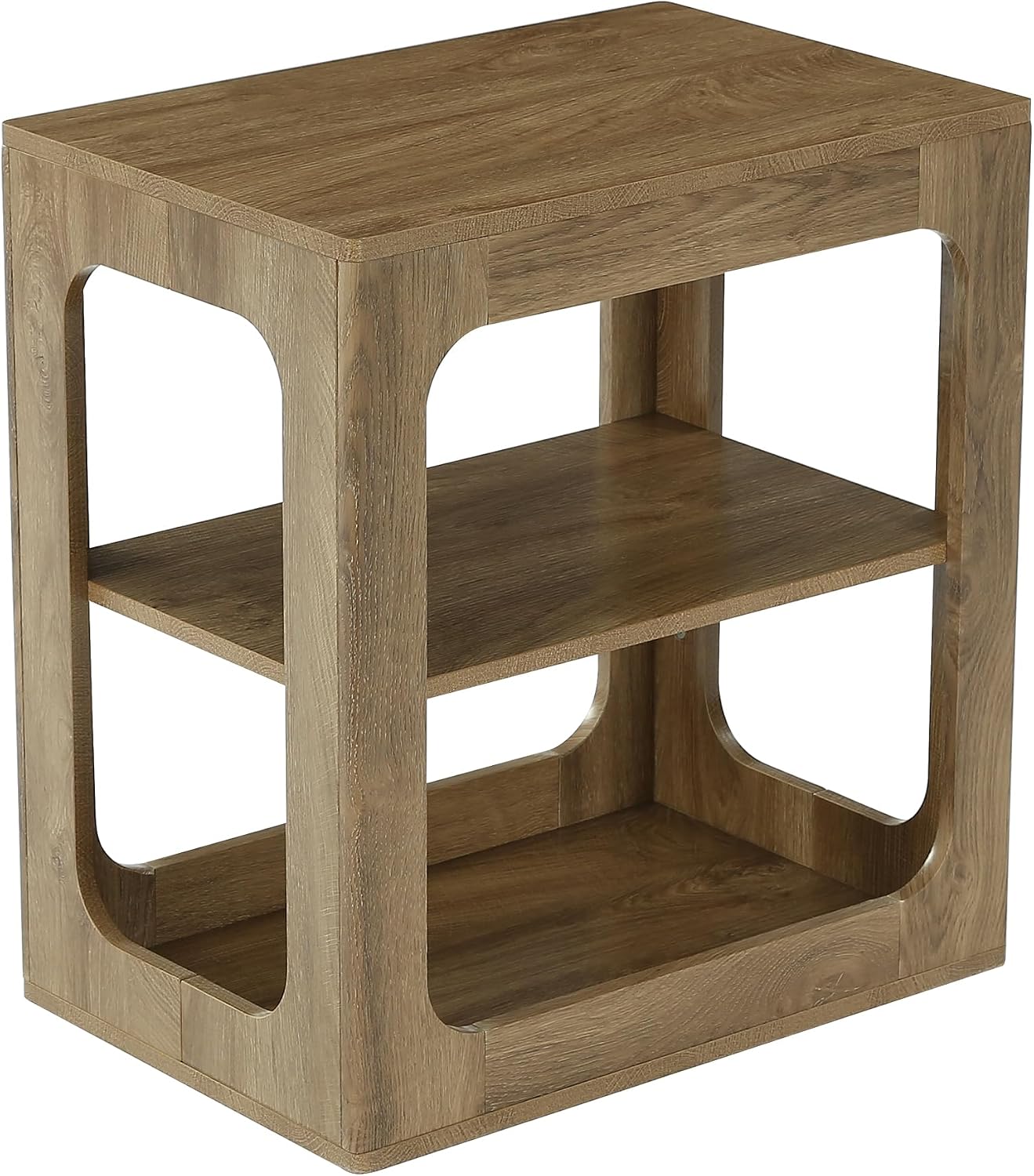 Tribesigns End Table with Storage Shelves, 3-Tier Side Table with Sturdy Base, Farmhouse Wooden Bedside Nightstand for Living Room, Bedroom, Rustic Brown