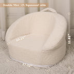 Mini Toddler Chair Comfy - 17.3'' Compact Kids Couch with Carry Handle, Soft Teddy Plush Toddle Chair, Washable Cover & Sturdy Design for Nursery & Playroom - White