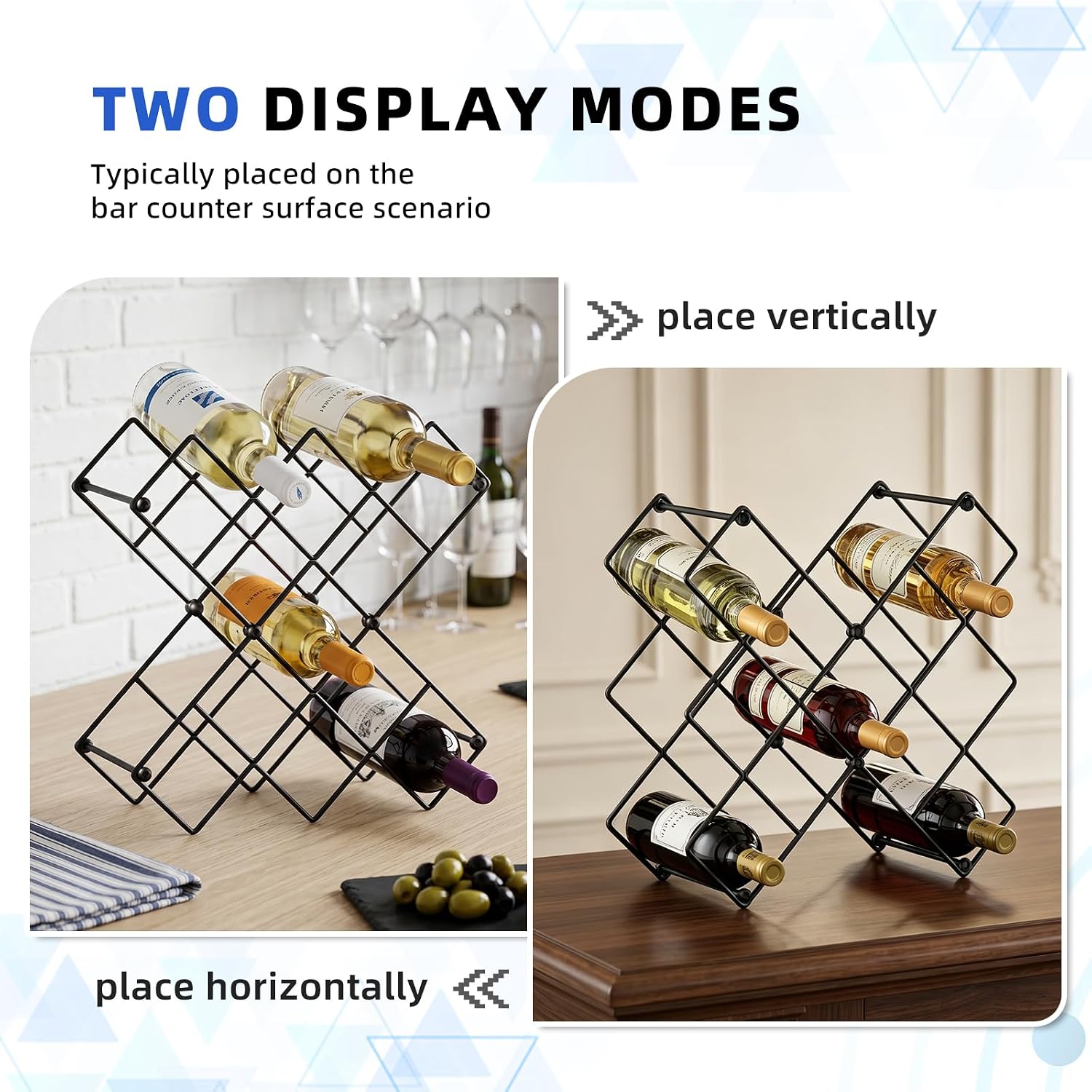 Wine Racks Countertop - 13 Bottles Wine Bottle Holder - 5 Tier Metal Small Wine Rack for Cabinet, Pantry,Kitchen,Bar (Black)