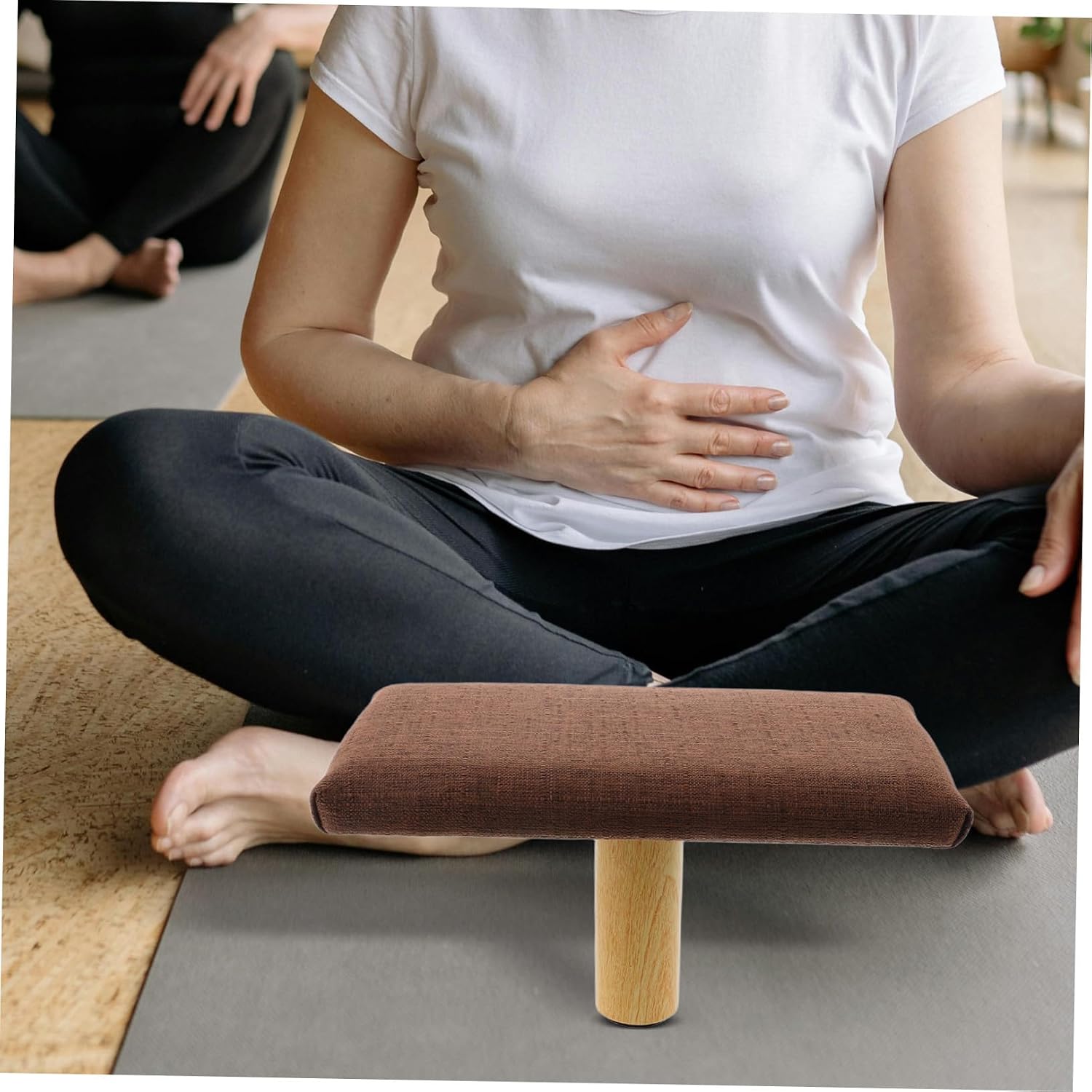GALPADA Wooden Bench with Cushion, Small Portable Prayer Kneeler Stool, Ergonomic Posture Support Seat Suitable Under 150cm Height