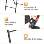 Casart Folding Wicker Rattan Bar Chairs Set of 4, Tall Stool with Back, Steel Frame, Armrests and Footrest, Bar Stools Garden Patio Furniture Set