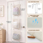 Tranqun 3 Pcs over the Door Hanging Laundry Hamper 65 x 19.7 Inches Mesh Laundry Hamper Bag Behind the Door Dirty Clothes Organizer with Hooks for Bathroom Camper Apartment College Dorm Room