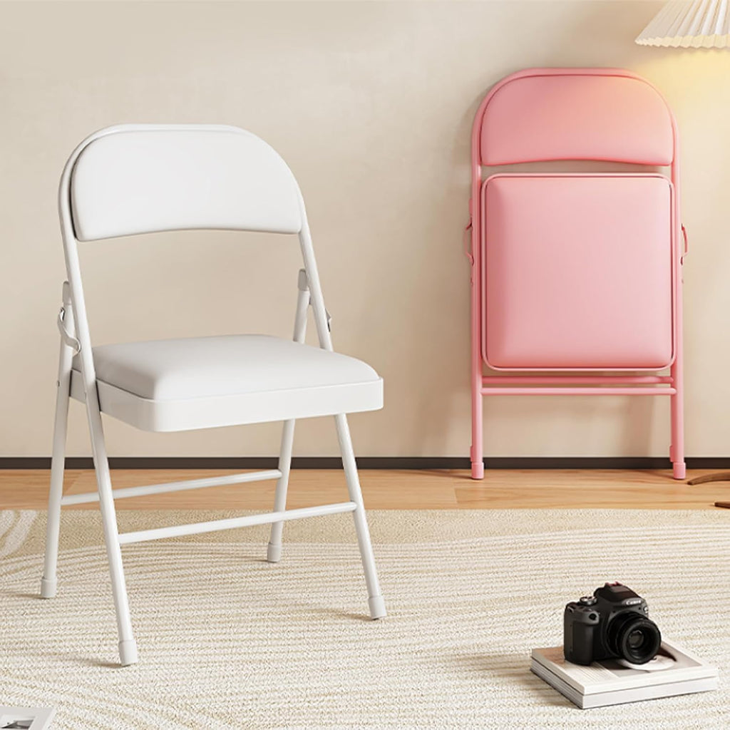 Folding Chairs with Comfortable Padded Seats, Portable and Stackable Commercial Seating, Metal Frame, Suitable for Offices, Restaurants, Bedrooms, and Parties Green with White Legs