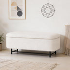 HomePop 46" Ellipse Storage Bench with Metal Legs - Cream Boucle