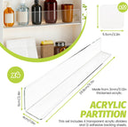 4 Pack Thickened Acrylic Shelf Dividers with Adhesive Tapes, L11.8 x W1.6 x H2.4in Clear L-Shape Shelf Separators Organizer for Closet Organization Cabinet Drawer Bookcase Retail